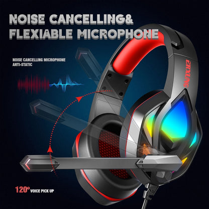 H100 PC Computer E-sports Gaming RGB Light Wired Headset with Microphone (Black Red) - Multimedia Headset by PMC Jewellery | Online Shopping South Africa | PMC Jewellery