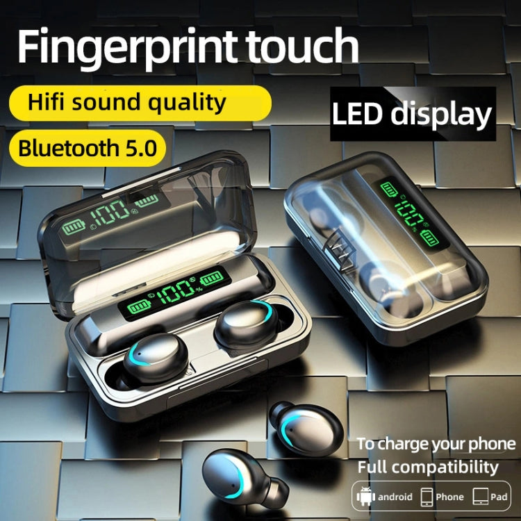 F9-5C Macaron Series LED Light + Digital Display Noise Reduction Bluetooth Earphone(Yellow) - Bluetooth Earphone by PMC TechLife | Online Shopping South Africa | PMC TechLife