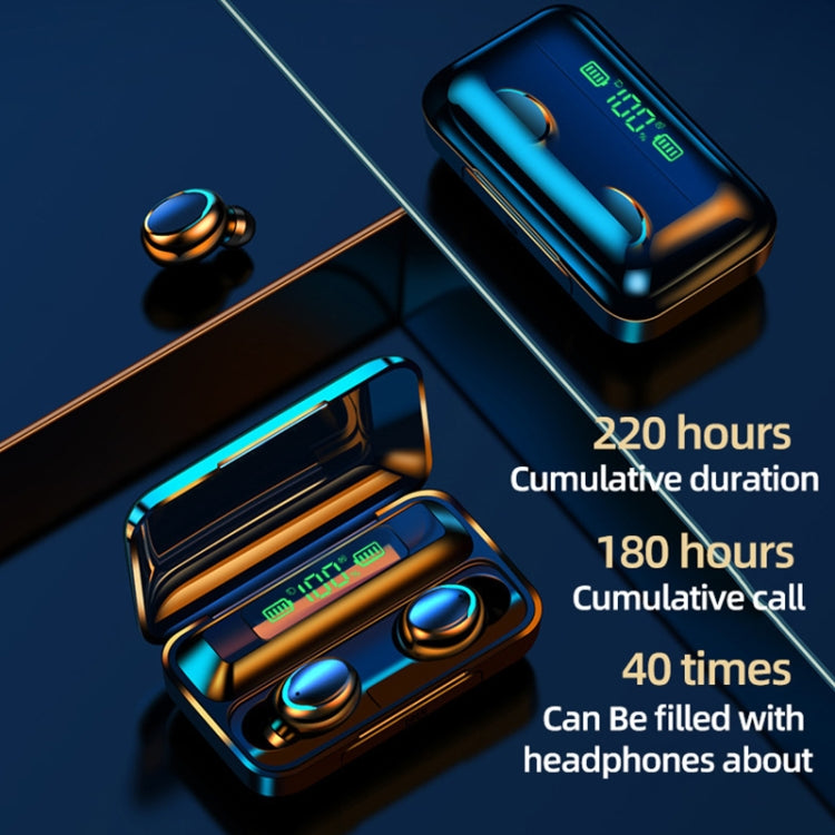 F9-5C Macaron Series LED Light + Digital Display Noise Reduction Bluetooth Earphone(Dark Blue) - Bluetooth Earphone by PMC TechLife | Online Shopping South Africa | PMC TechLife
