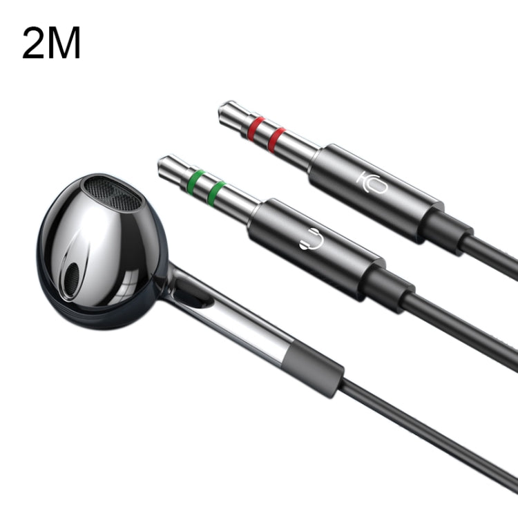 Langsdom V6 3.5mm Dual Plug Wired In-Ear Earphone with Microphone, Length: 2m (Black) - In Ear Wired Earphone by Langsdom | Online Shopping South Africa | PMC TechLife