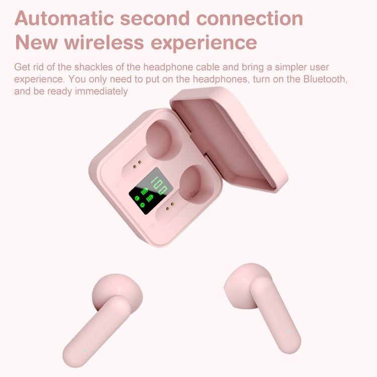 ETE-16 TWS Semi-In-Ear Digital Display Sports Bluetooth Earphones (Pink) - TWS Earphone by PMC TechLife | Online Shopping South Africa | PMC TechLife