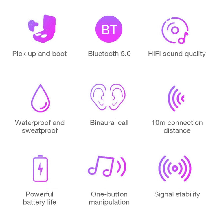 DT-5 IPX Waterproof Bluetooth 5.0 Wireless Bluetooth Earphone with Magnetic Charging Box, Support Call & Power Bank Function(Pink) - Bluetooth Earphone by PMC TechLife | Online Shopping South Africa | PMC TechLife