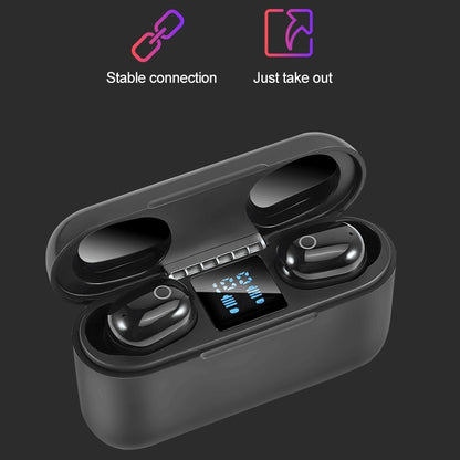 Dt-18 Wireless Two Ear Bluetooth Headset With 2000mAh Charging Cabin & Touch & Intelligent Magnetic Suction Charging (Black) - Bluetooth Earphone by PMC Jewellery | Online Shopping South Africa | PMC Jewellery