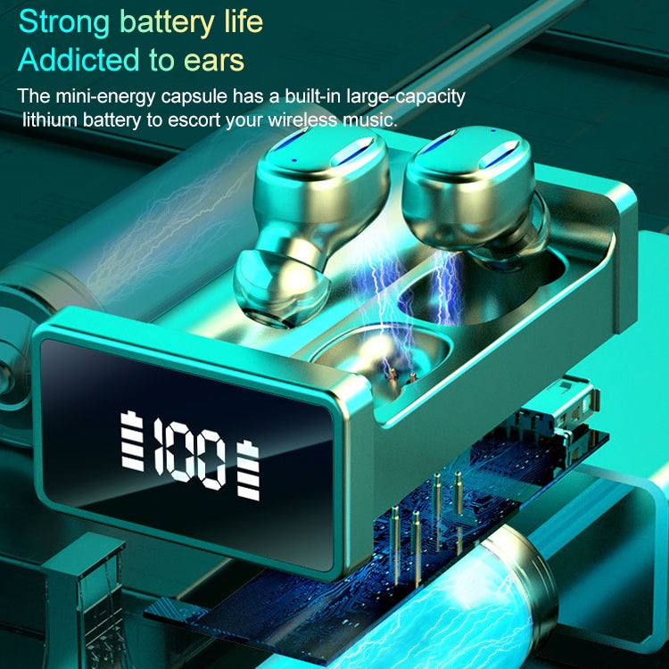 A22 English Version Pull-out Digital Display Bluetooth Earphone with Magnetic Charging Box, Support Touch Light & Power Bank (Blue) - Bluetooth Earphone by PMC TechLife | Online Shopping South Africa | PMC TechLife