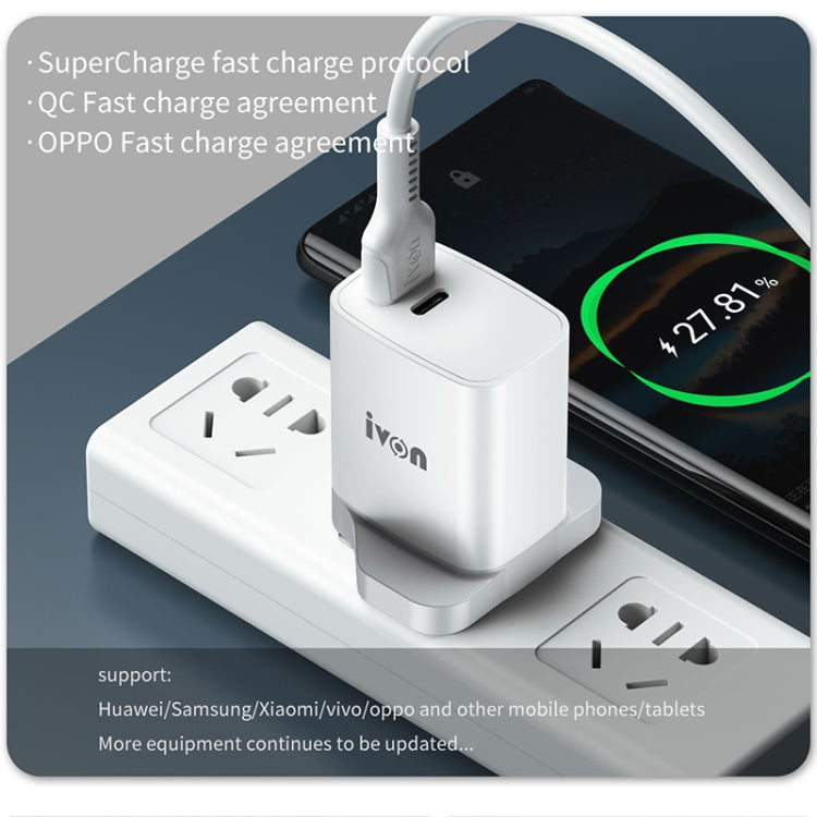 IVON AD52 18W USB-C / Type-C + USB Dual Port PD Fast Charge(EU Plug) - USB Charger by IVON | Online Shopping South Africa | PMC TechLife | Buy Now Pay Later Mobicred