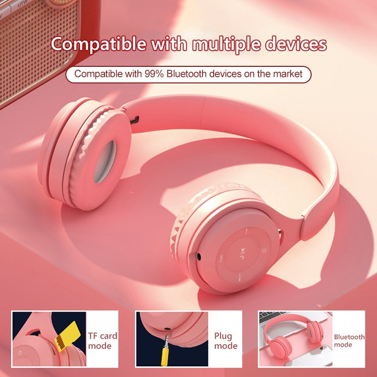 Y08 Hifi Sound Quality Macaron Bluetooth Headset, Supports Calling & TF Card & 3.5mm AUX (Pink) - Headset & Headphone by PMC Jewellery | Online Shopping South Africa | PMC Jewellery