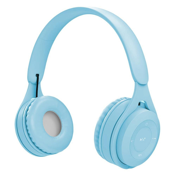 Y08 Hifi Sound Quality Macaron Bluetooth Headset, Supports Calling & TF Card & 3.5mm AUX (Blue) - Headset & Headphone by PMC TechLife | Online Shopping South Africa | PMC TechLife