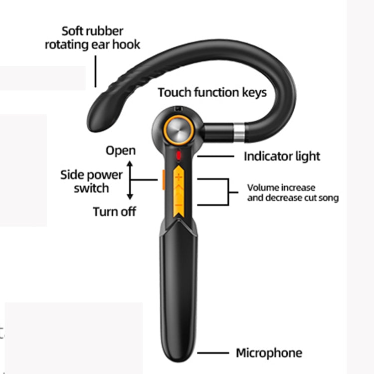 ME-100 TWS Business Rotating Universal True Stereo 5.0 Version Hanging Ear In-Ear Bluetooth Headset(Black+Orange) - Bluetooth Earphone by PMC TechLife | Online Shopping South Africa | PMC TechLife