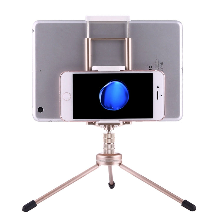 Multi-function Aluminum Alloy Tripod Mount Holder Stand , for iPad, iPhone, Samsung, Lenovo, Sony and other Smartphones & Tablets & Digital Cameras(Gold) - Desktop Holder by PMC Jewellery | Online Shopping South Africa | PMC Jewellery