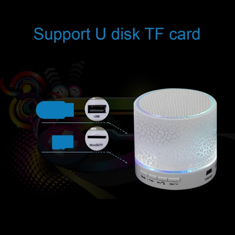 A9 Mini Portable Glare Crack Bluetooth Stereo Speaker with LED Light, Built-in MIC, Support Hands-free Calls & TF Card(White) - Mini Speaker by PMC TechLife | Online Shopping South Africa | PMC TechLife