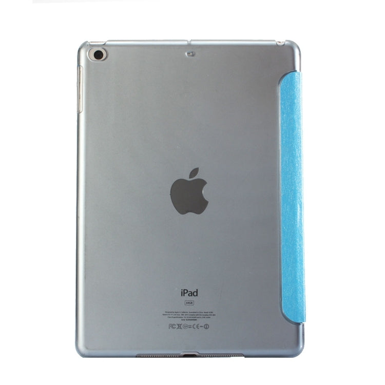 For iPad 9.7 (2018) & iPad 9.7 (2017) & iPad Air Silk Texture Horizontal Deformation Flip Leather Case with Three-folding Holder(Blue) - free shipping - PMC TechLife - Order now!
