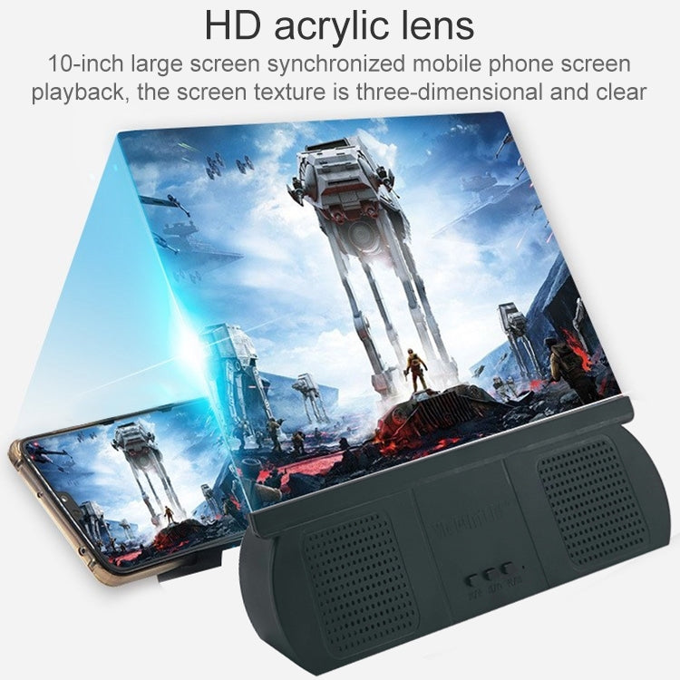 F9 10 inch Universal Chargeable Mobile Phone Screen Amplifier HD Video Amplifier with Silicone Suction Cup Stand & Bluetooth Speaker(Black) - Screen Magnifier by PMC TechLife | Online Shopping South Africa | PMC TechLife