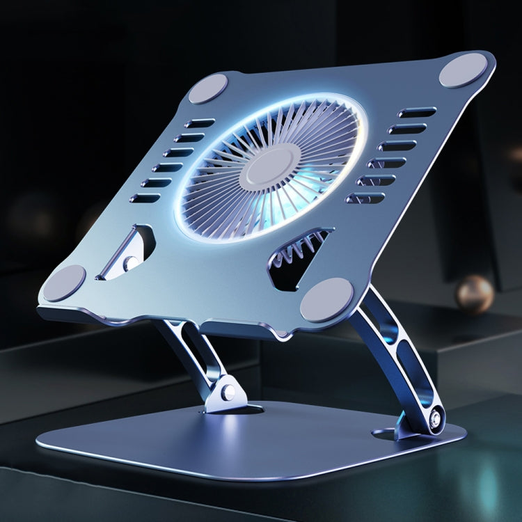 R-JUST HZ22 Dual-purpose Desktop Fan Aluminum Alloy Laptop  Bracket with Light(Tarnish) - Desktop Holder by R-JUST | Online Shopping South Africa | PMC Jewellery | Buy Now Pay Later Mobicred