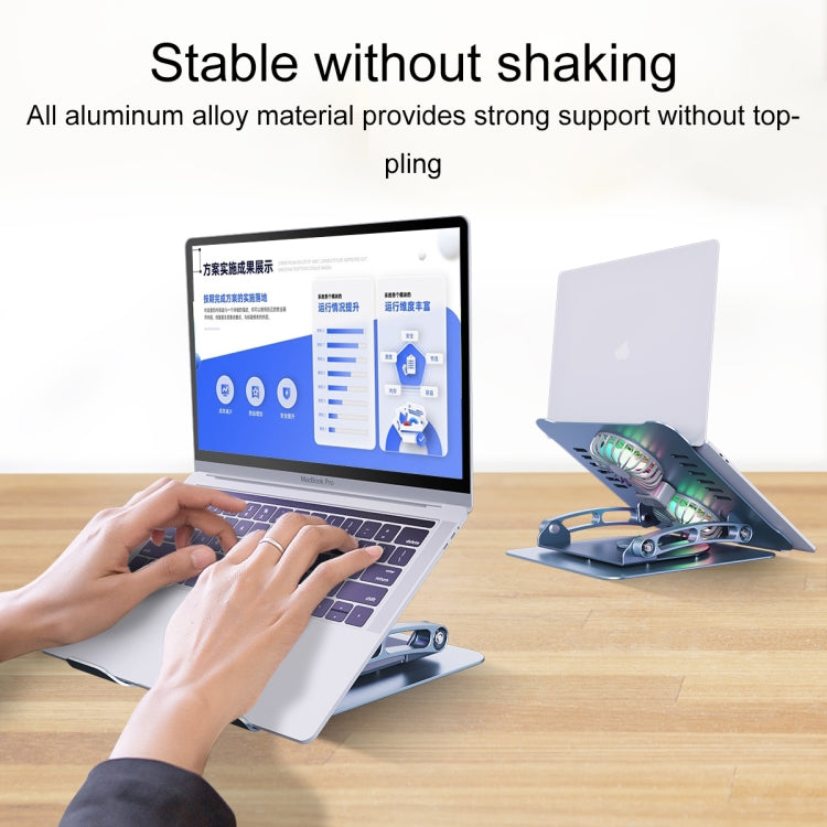 R- JUST HZ22-1 Rotating Dual-purpose Desktop Fan Aluminum Alloy Laptop Stand (Silver) - MacBook Holder by R-JUST | Online Shopping South Africa | PMC Jewellery