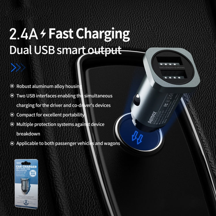 REMAX RCC226 SETT 2.4A Dual USB Interface Intelligent Car Charger (Tarnish) - Car Charger by REMAX | Online Shopping South Africa | PMC Jewellery