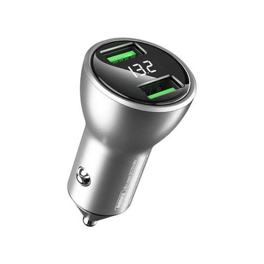 REMAX RCC106 Vitor Series 3.4A Dual USB Interface Car Charger with Digital Display(Silver) - Car Charger by REMAX | Online Shopping South Africa | PMC Jewellery