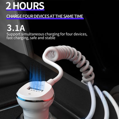 WK WP-C24 3.1A Explore The 3-in-1 Free Edition 8 Pin / Micro USB / USB-C / Type-C Data Cable + USB Car Charger (White) - Car Charger by WK | Online Shopping South Africa | PMC Jewellery