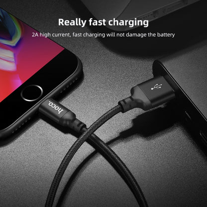 hoco X14 1m Nylon Braided Aluminium Alloy USB to 8 Pin Data Sync Charging Cable(Black) - Normal Style Cable by hoco | Online Shopping South Africa | PMC Jewellery | Buy Now Pay Later Mobicred