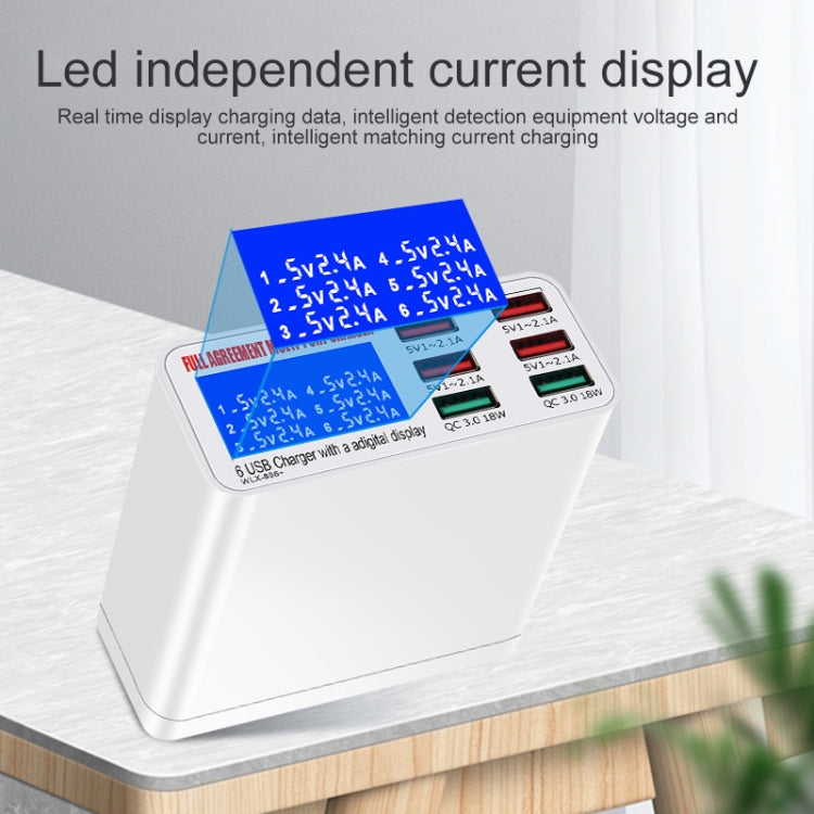 WLX-896+ 6 In 1 Multi-function Smart Digital Display USB Charger(EU Plug) - Multifunction Charger by PMC TechLife | Online Shopping South Africa | PMC TechLife