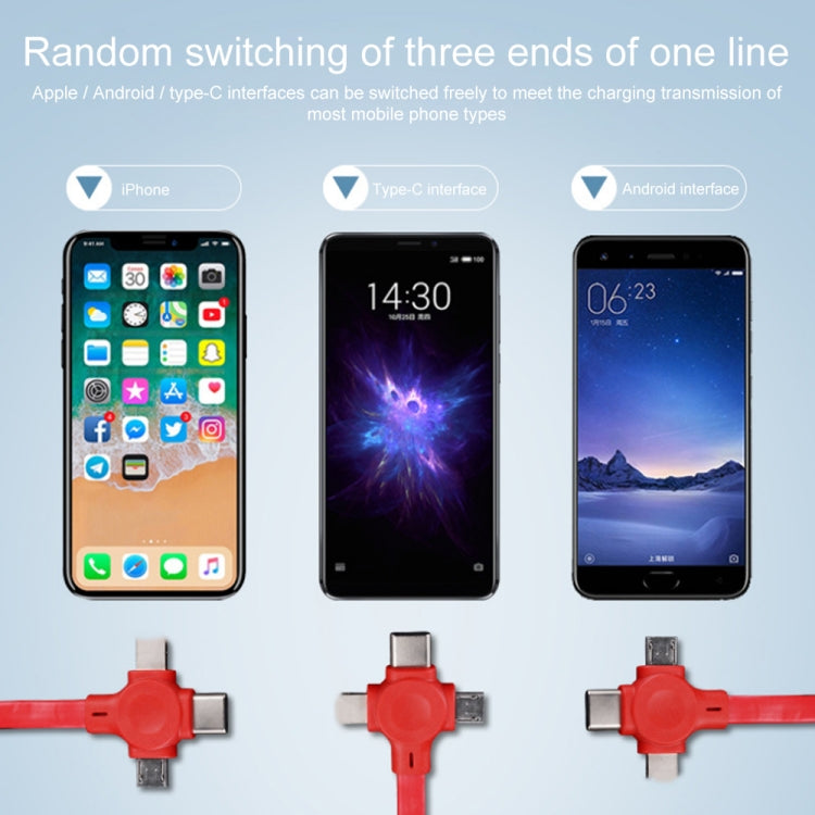 019-1 3 in 1 USB to 8 Pin + Micro USB + USB-C / Type-C Macaron Telescopic Data Cable with Storage Slot & Bracket, Cable Length: 1m (Blue) - Multifunction Cable by PMC TechLife | Online Shopping South Africa | PMC TechLife