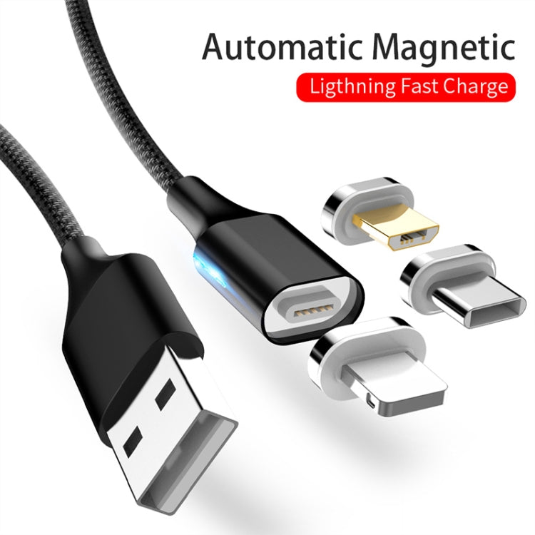 M11 3 in 1 5A USB to 8 Pin + Micro USB + USB-C / Type-C Nylon Braided Magnetic Data Cable, Cable Length: 2m (Blue) - Charging Cable & Head by PMC TechLife | Online Shopping South Africa | PMC TechLife