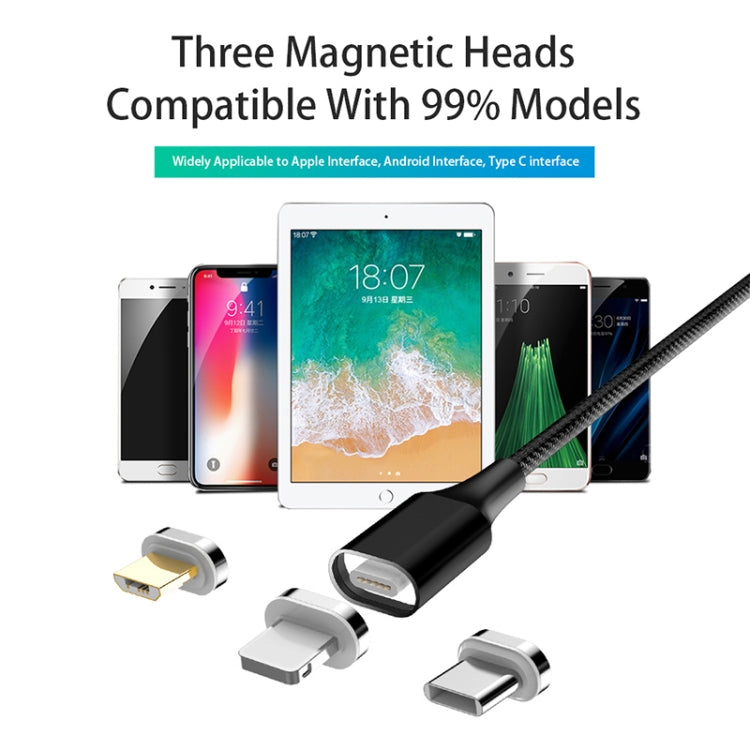 M11 3 in 1 5A USB to 8 Pin + Micro USB + USB-C / Type-C Nylon Braided Magnetic Data Cable, Cable Length: 2m (Blue) - Charging Cable & Head by PMC TechLife | Online Shopping South Africa | PMC TechLife