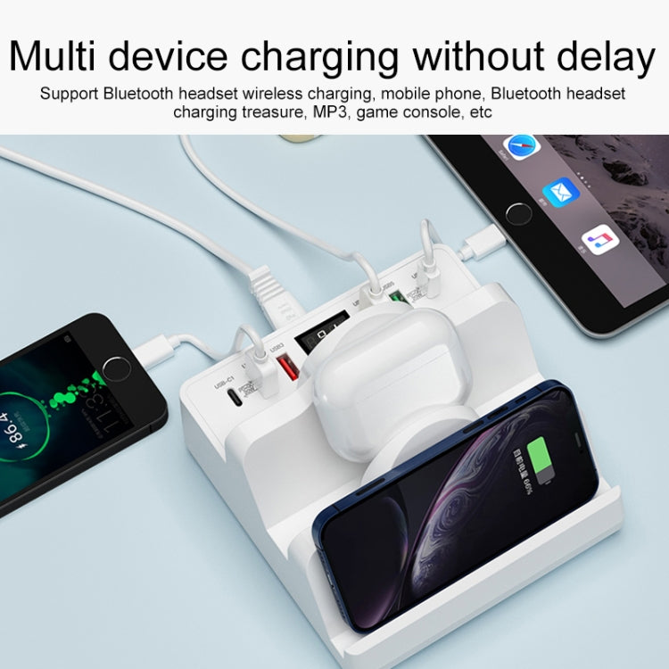 F6 Multifunctional Dual Wireless Charger with Phone Holder & Current Display, EU Plug - Wireless Charger by PMC TechLife | Online Shopping South Africa | PMC TechLife
