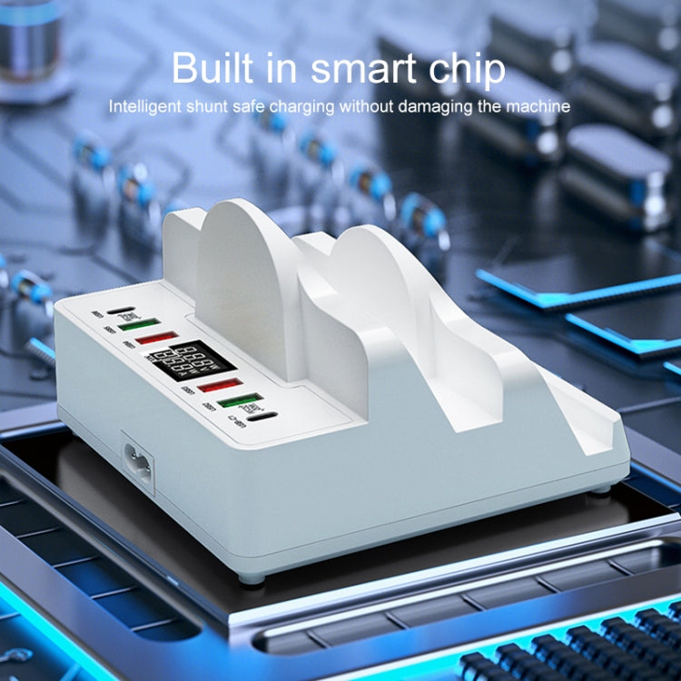 F6 Multifunctional Dual Wireless Charger with Phone Holder & Current Display, EU Plug - Wireless Charger by PMC TechLife | Online Shopping South Africa | PMC TechLife