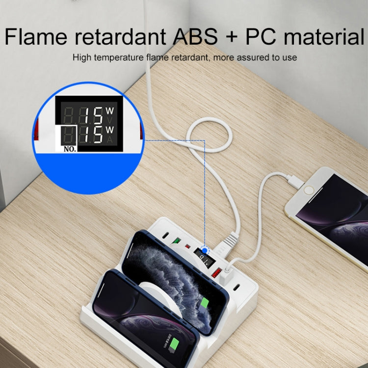 F6 Multifunctional Dual Wireless Charger with Phone Holder & Current Display, UK Plug - Multifunction Charger by PMC TechLife | Online Shopping South Africa | PMC TechLife | Buy Now Pay Later Mobicred