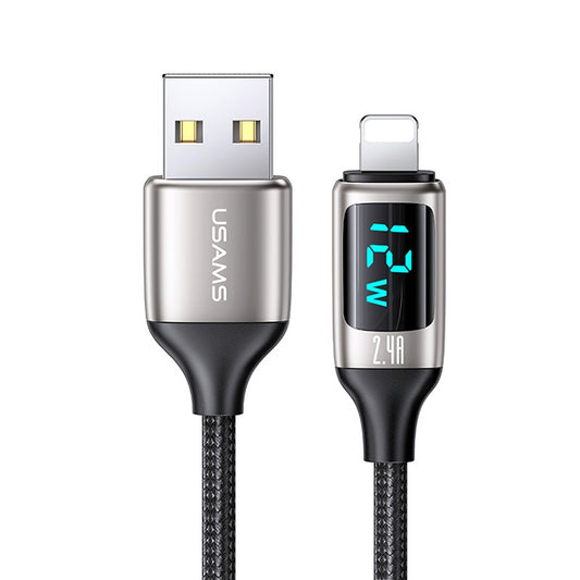 USAMS US-SJ543 U78 8 Pin Aluminum Alloy Digital Display Charging Data Cable, Length: 1.2m (White) - Normal Style Cable by USAMS | Online Shopping South Africa | PMC Jewellery | Buy Now Pay Later Mobicred