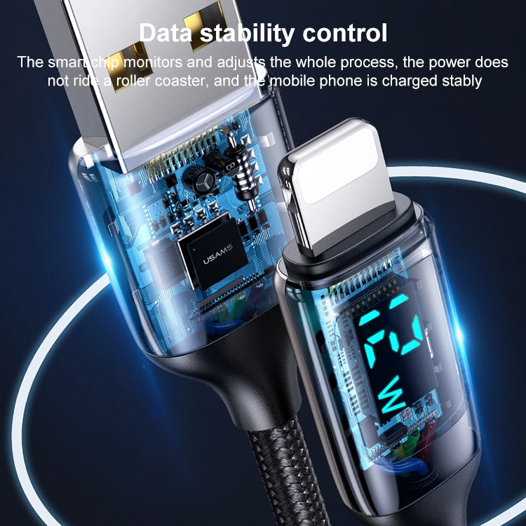 USAMS US-SJ543 U78 8 Pin Aluminum Alloy Digital Display Charging Data Cable, Length: 1.2m (Black) - Normal Style Cable by USAMS | Online Shopping South Africa | PMC Jewellery