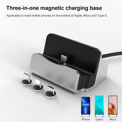 XBX-01 3 in 1 8 Pin + USB-C / Type-C + Micro USB Port Magnetic Charging Base(Black) - Multifunction Charger by PMC Jewellery | Online Shopping South Africa | PMC Jewellery