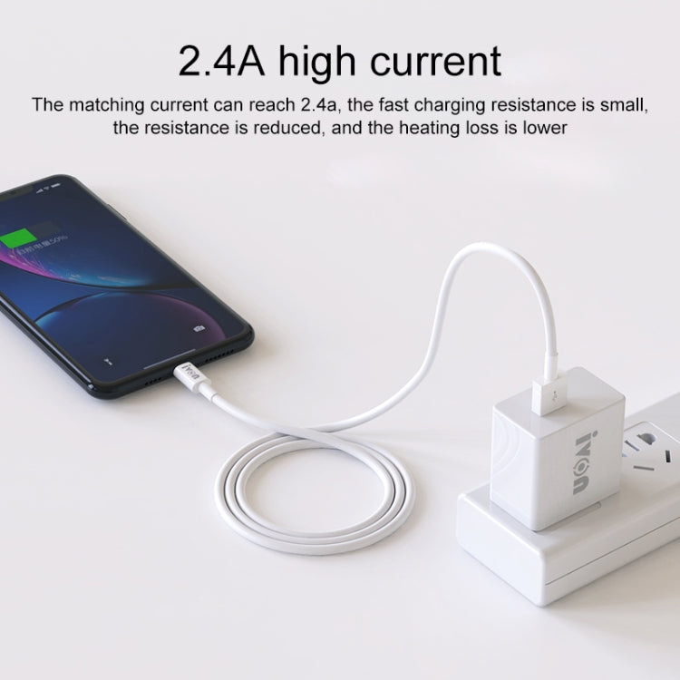 IVON CA70 8 Pin Fast Charging Data Cable, Length: 3m (White) - Normal Style Cable by IVON | Online Shopping South Africa | PMC TechLife