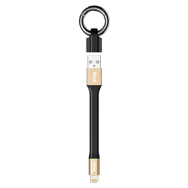 IVON CA90 2.4A USB to 8 Pin Portable Data Cable with Ring, Length: 14.5cm(Champagne Gold) - Normal Style Cable by IVON | Online Shopping South Africa | PMC Jewellery