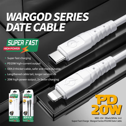 WK WDC-154 Type-C / USB-C to 8 Pin PD 20W Fast Charging Data Cable, Length: 1m(Black) - Normal Style Cable by WK | Online Shopping South Africa | PMC Jewellery