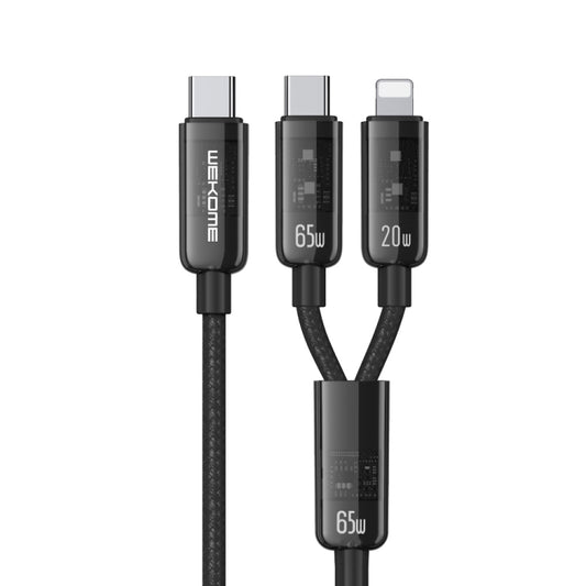 WK WDC-194 Pioneer Series 2 in 1 65W USB-C/Type-C to USB-C/Type-C+8 Pin Fast Charging Data Cable, Length: 1m(Black) - Multifunction Cable by WK | Online Shopping South Africa | PMC Jewellery | Buy Now Pay Later Mobicred