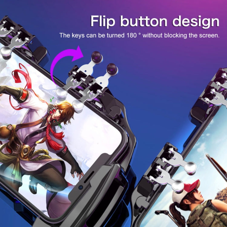 AK77 1200mAh Battery Edition Six-finger Linkage Multi-function Mobile Phone Gamepad with Bracket, Suitable for 4.7-6.5 inch Mobile Phones - Cooling Fan Radiator by PMC TechLife | Online Shopping South Africa | PMC TechLife