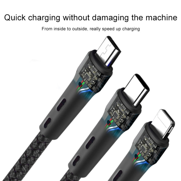 100W 6A Type-C to 8 Pin+Type-C+Micro USB Charging Data Cable, 1.3m(Black Red Blue) - Multifunction Cable by PMC TechLife | Online Shopping South Africa | PMC TechLife