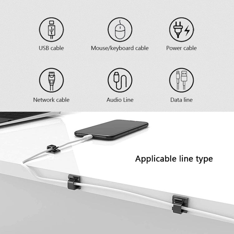 HG2392 50 PCS Desktop Data Cable Organizer Fixing Clip, Gum Type: Acrylic (Transparent) - Cable Organizer by PMC Jewellery | Online Shopping South Africa | PMC Jewellery