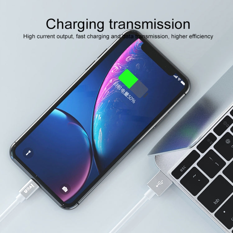 IVON CA73 2.4A 8 Pin Fast Charging Data Cable, Length: 2m(Black) - Normal Style Cable by IVON | Online Shopping South Africa | PMC TechLife | Buy Now Pay Later Mobicred