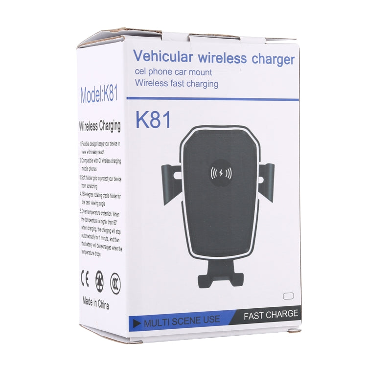 K81 10W QI Universal Rotating Gravity Induction Car Wireless Charging Mobile Phone Holder with Suction Cup - Wireless Charger Holders by PMC TechLife | Online Shopping South Africa | PMC TechLife
