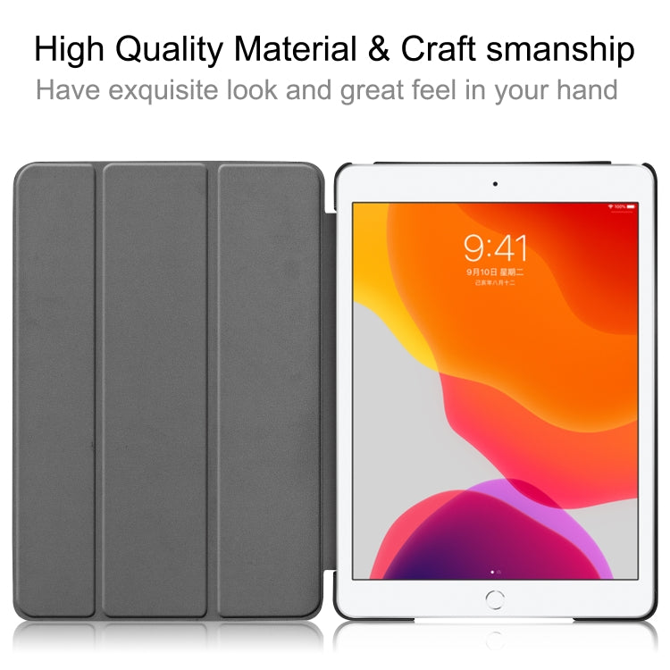 For iPad 10.2 Custer Texture Horizontal Flip Smart PU Leather Case with Sleep / Wake-up Function & Three-folding Holder (Grey) - free shipping - PMC TechLife - Order now!