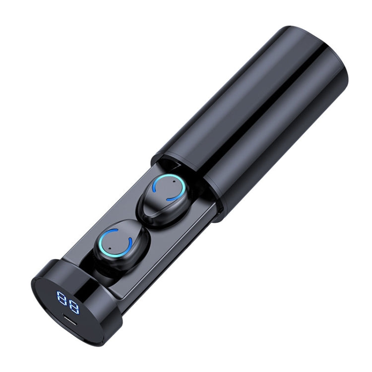 F9-6 TWS CVC8.0 Noise Cancelling Touch Bluetooth Earphone with Pull-out Cylindrical Charging Box, Support LED Power Digital Display & Call & Siri(Black) - TWS Earphone by PMC TechLife | Online Shopping South Africa | PMC TechLife