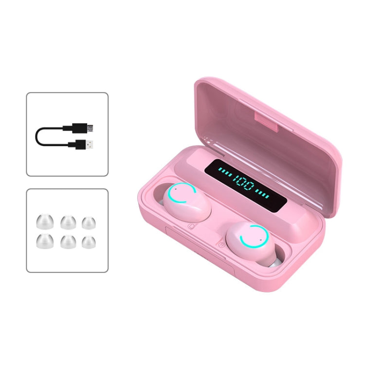 F9-9 TWS CVC8.0 Noise Cancelling Bluetooth Earphone with Charging Box, Support Touch Lighting Effect & Three-screen LED Power Display & Power Bank & Mobile Phone Holder & HD Call & Voice Assistant(Pink) - TWS Earphone by PMC Jewellery | Online Shopping South Africa | PMC Jewellery