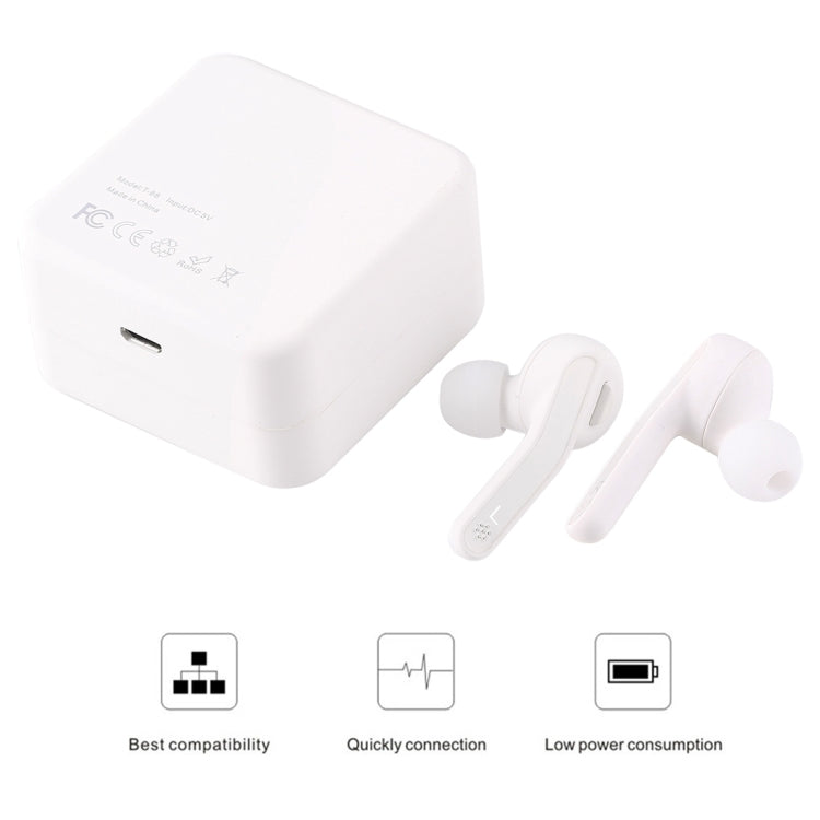 T-88 TWS Bluetooth V5.0 Wireless Stereo Earphones with Magnetic Charging Box(White) - TWS Earphone by PMC TechLife | Online Shopping South Africa | PMC TechLife