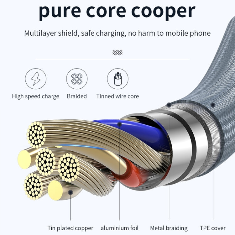 JOYROOM S-M369 Simple Series 2.4A 8 Pin Nylon Braided Data Cable, Length: 1.2m (Gold) - Multifunction Cable by JOYROOM | Online Shopping South Africa | PMC Jewellery