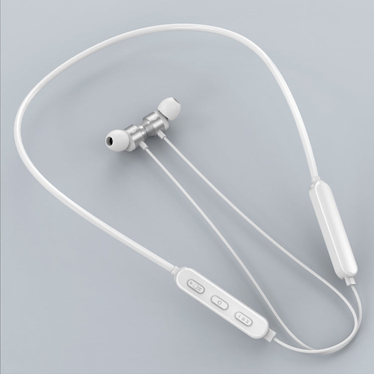 Bluetooth 5.1 Round Wire Neck-mounted Bluetooth Sports Earphone with Magnetic Function(White) - Neck-mounted Earphone by PMC Jewellery | Online Shopping South Africa | PMC Jewellery