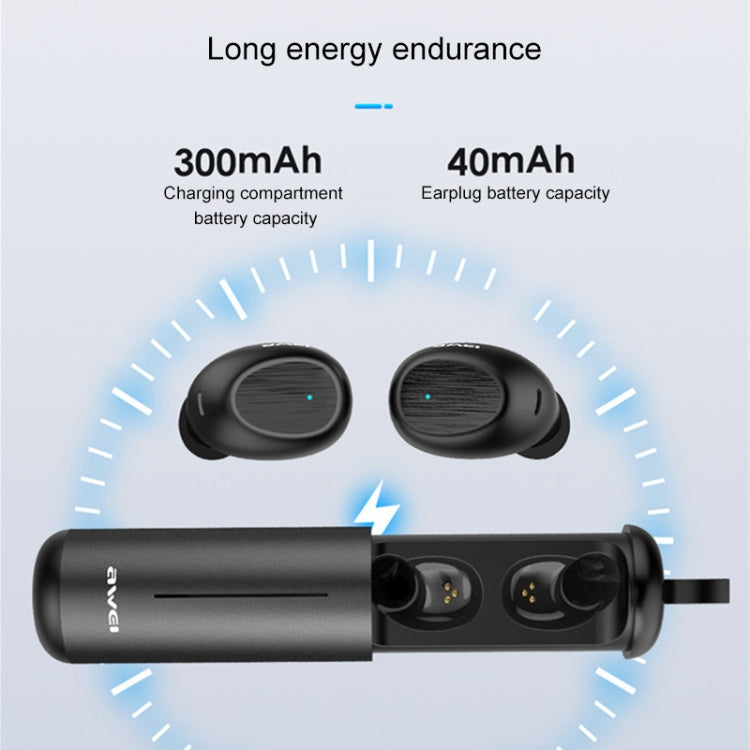 awei T55 TWS Bluetooth V5.0 Ture Wireless Sports Headset with Portable Charging Case(Black) - TWS Earphone by awei | Online Shopping South Africa | PMC Jewellery