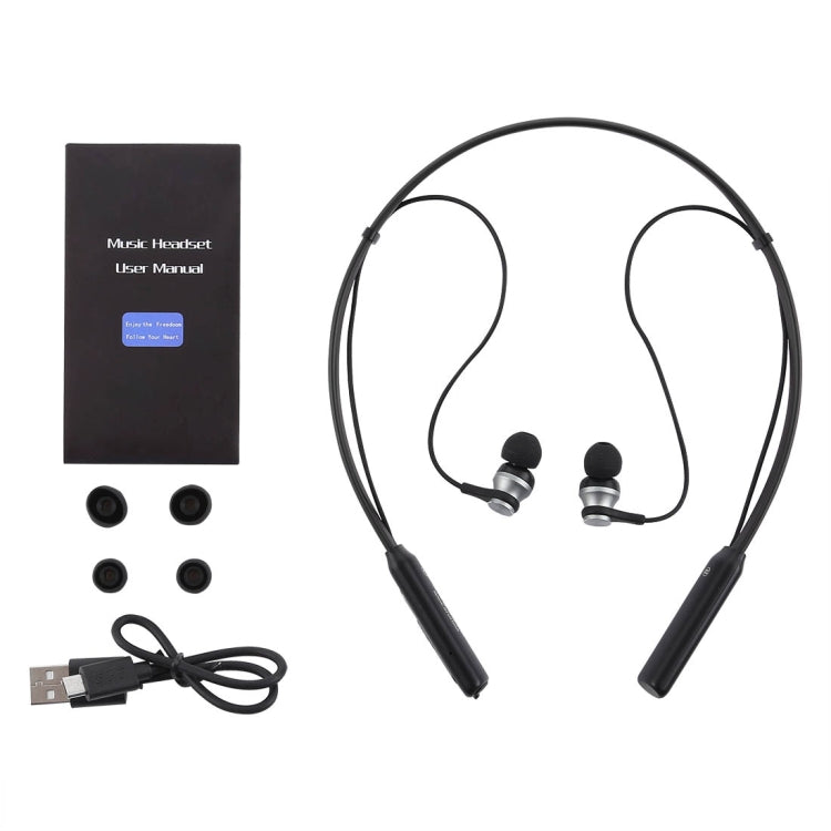HT1 Magnetic In-Ear Wireless Bluetooth Stereo Headset(Black) - Neck-mounted Earphone by PMC Jewellery | Online Shopping South Africa | PMC Jewellery