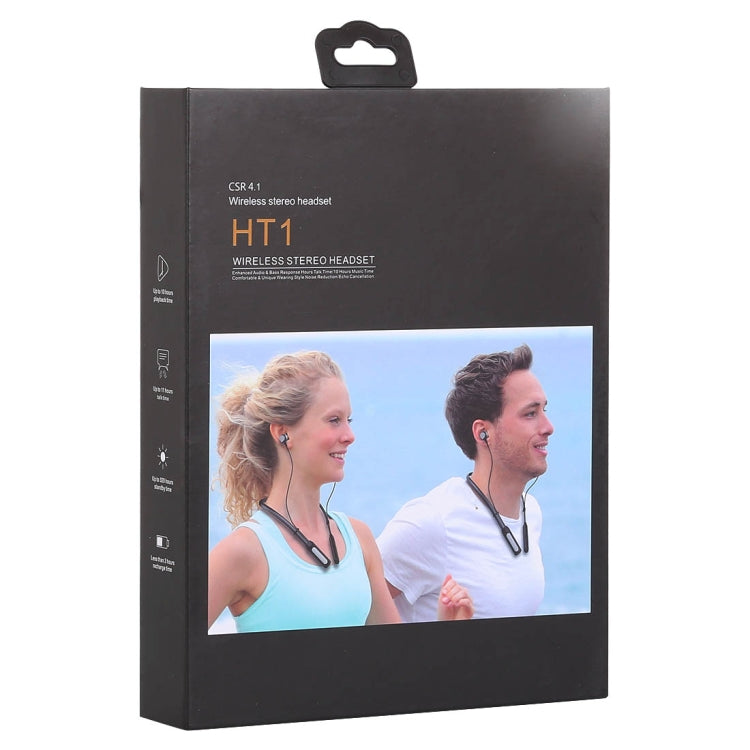 HT1 Magnetic In-Ear Wireless Bluetooth Stereo Headset(Black) - Neck-mounted Earphone by PMC TechLife | Online Shopping South Africa | PMC TechLife